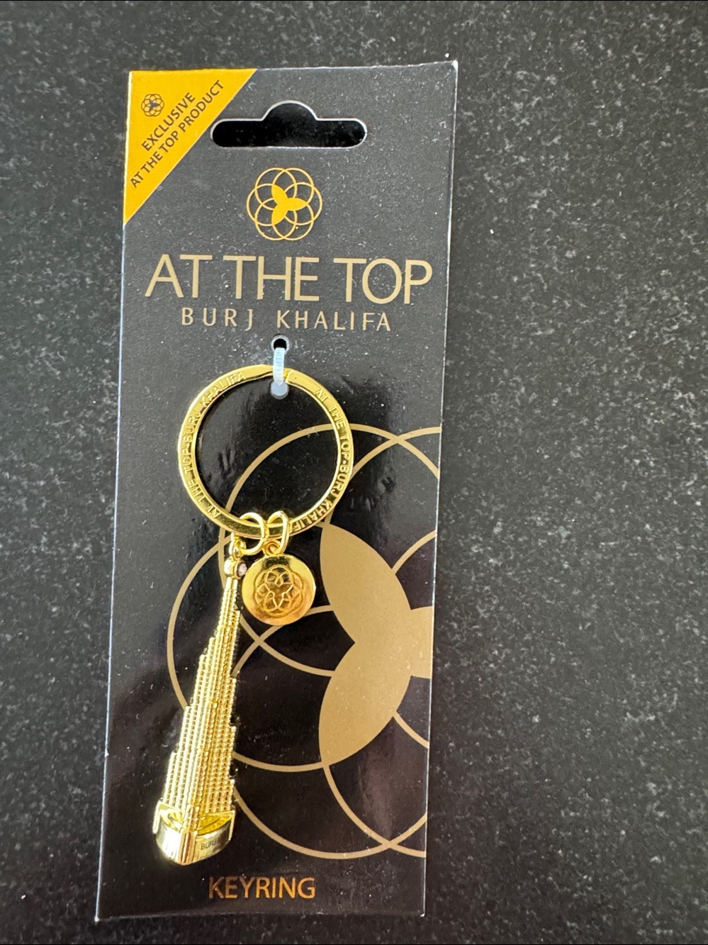 At The Top Burj Khalifa Gold plate Keyring - Souvenir Accessory